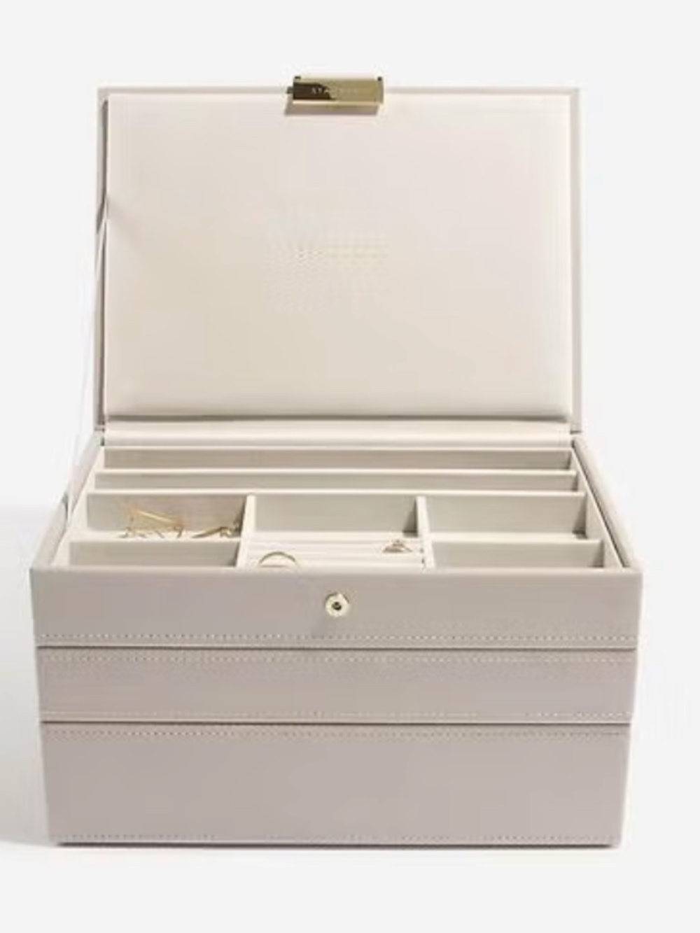 Stackers Classic Jewelry Box Starter Taupe Set of 3 AND Classic Glass Top Lidded - Picture 2 of 7